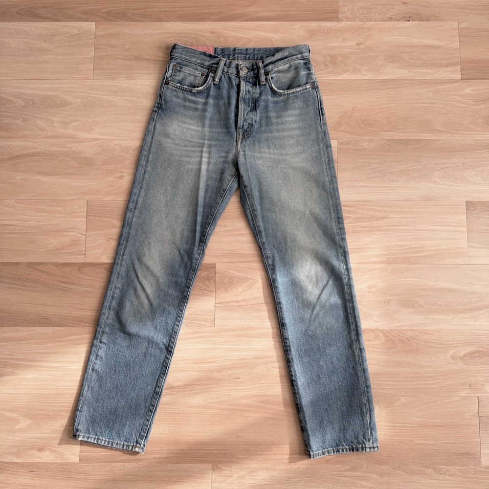 Acne Blue Straight Leg Jeans with Subtle Fading